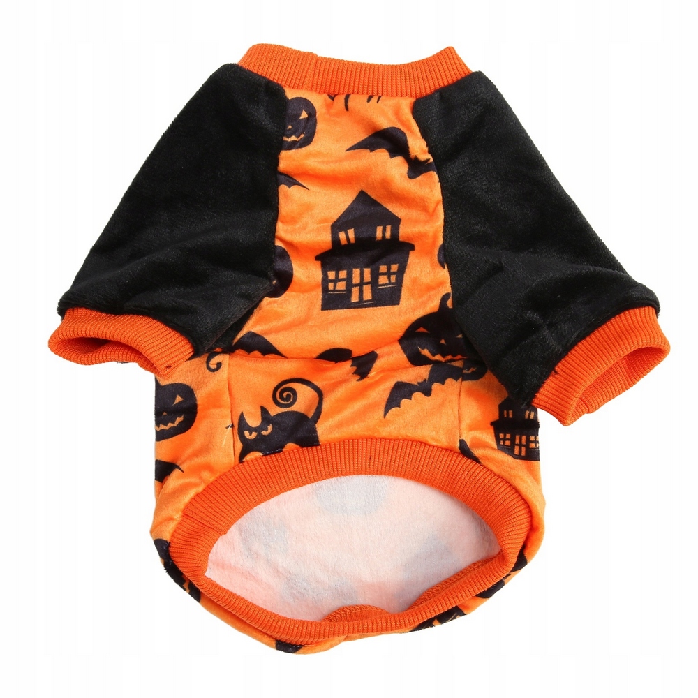 Tričko pre psíka so vzorom tekvice a mačky na Halloween, malé XS
